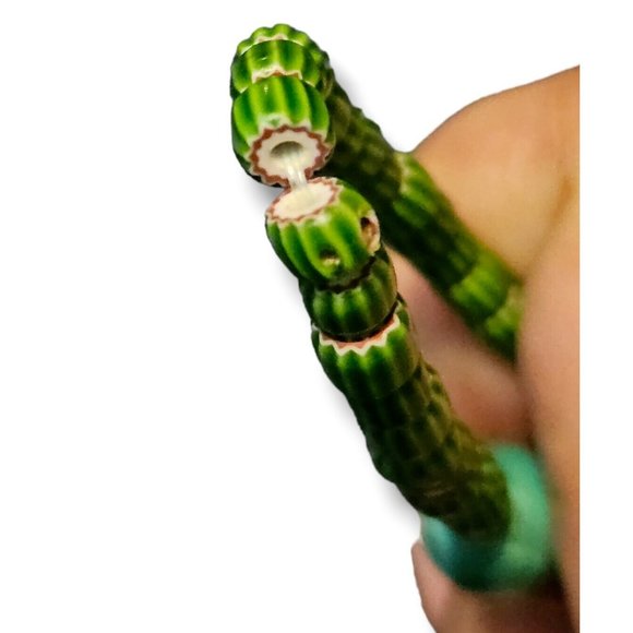 Vintage British West Africa Coins Bakelite Malachite Trade Bead Necklace - Picture 9 of 9